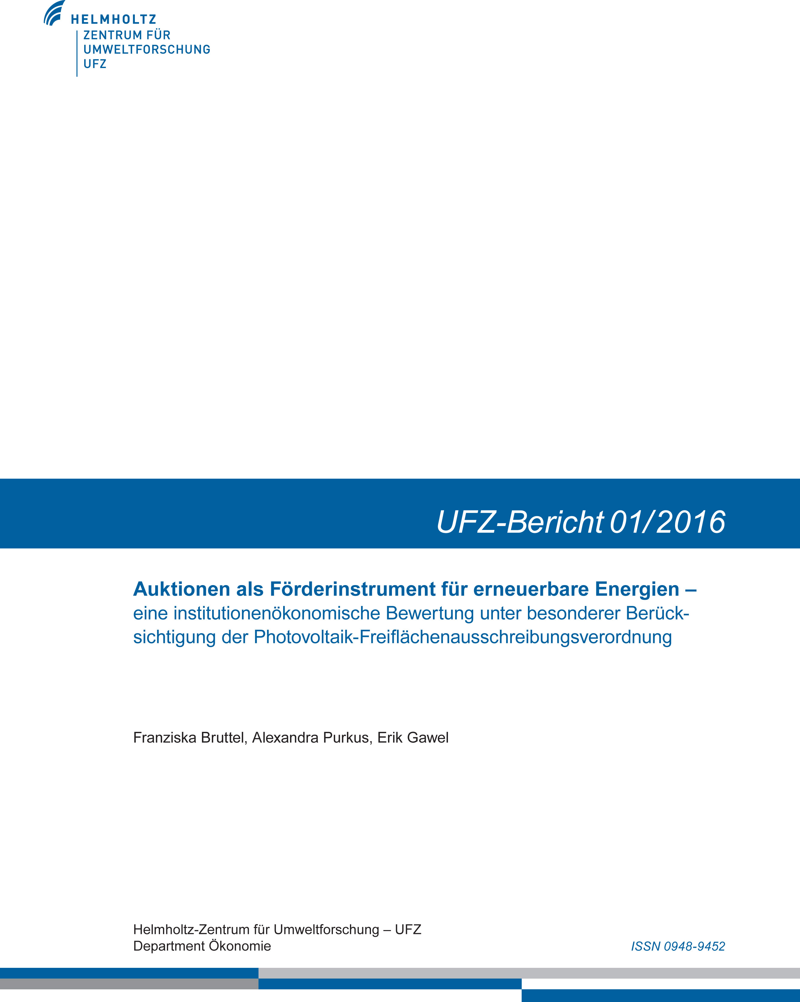 Cover UFZ-Bericht 1/2016